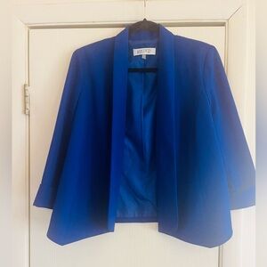 VTG 80s 90s Kasper Crepe Swing Crop Royal Blue Blazer 8